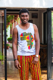KORI African Map Grey Men's Sleeveless T-Shirt - TalkingBody