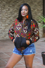 RAMA African Print Womens' Bomber Jacket - TalkingBody