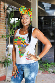 BIMBO African Print Grey Women's Sleeveless Map T-Shirt - TalkingBody