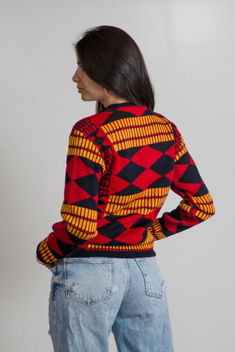 Hiba Sweater {Redish Kente} - TalkingBody