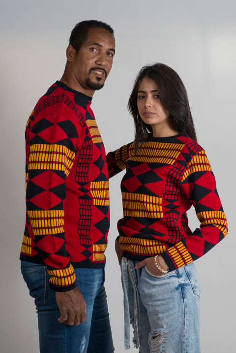 Hiba Sweater {Redish Kente} - TalkingBody