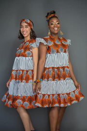 Tisan Layered Dress {Orange and stripe}