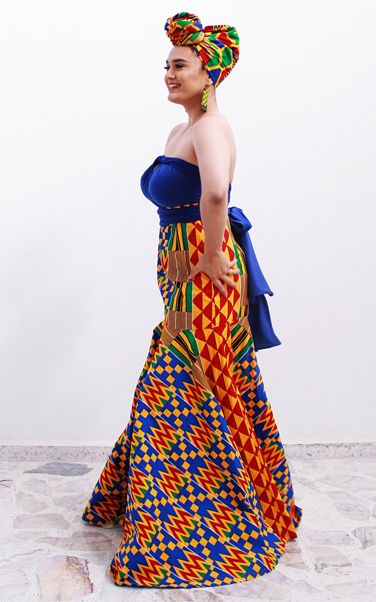 ROYALTY 1 African Print Inifinity Mermaid Maxi Dress - TalkingBody