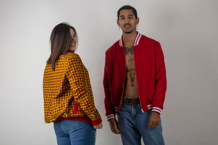 Chenge Revesible Bomber Jackets {red}